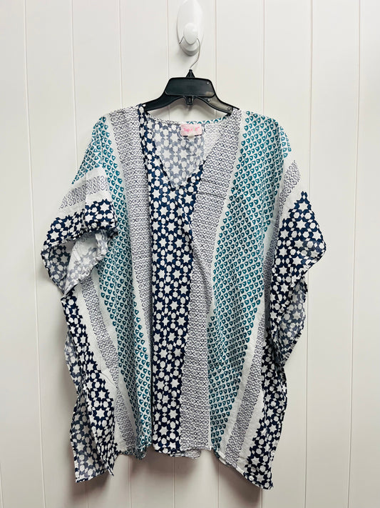 Blue & White Tunic Short Sleeve top it off, Size Onesize