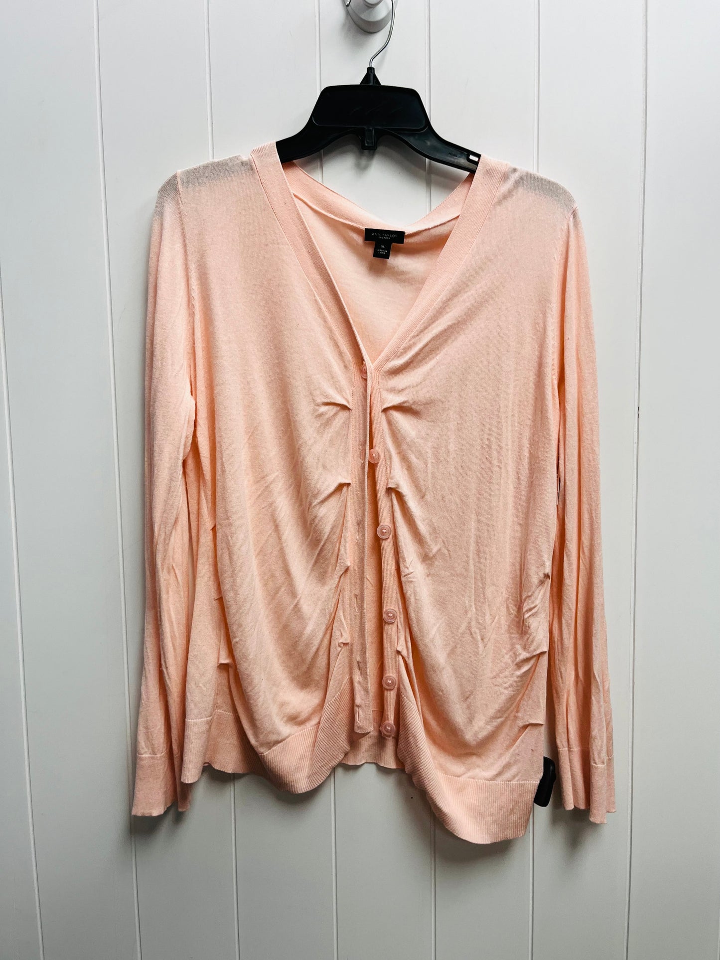 Sweater Cardigan By Ann Taylor In Pink, Size: Xl