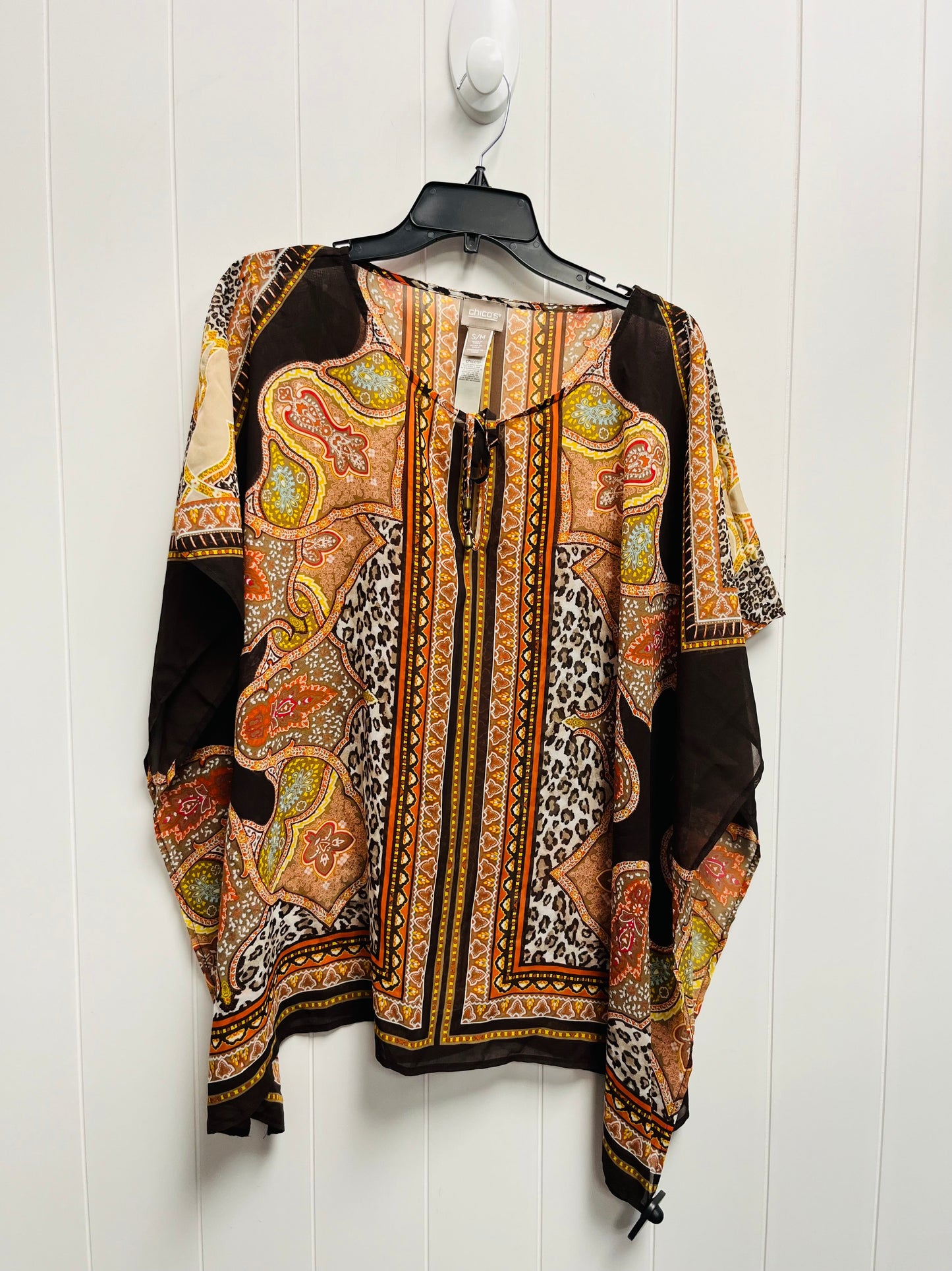 Brown Top Short Sleeve Chicos, Size S