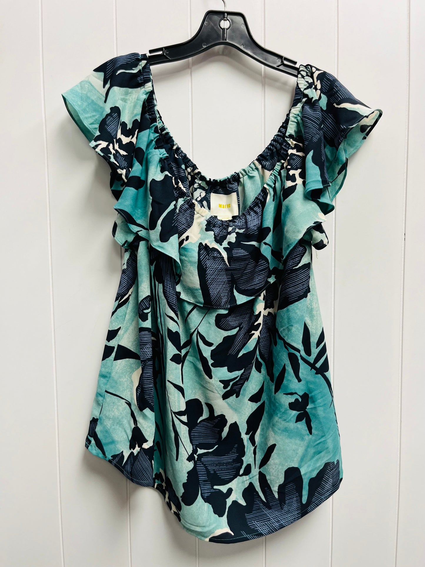 Blue & Green Top Short Sleeve Maeve, Size L