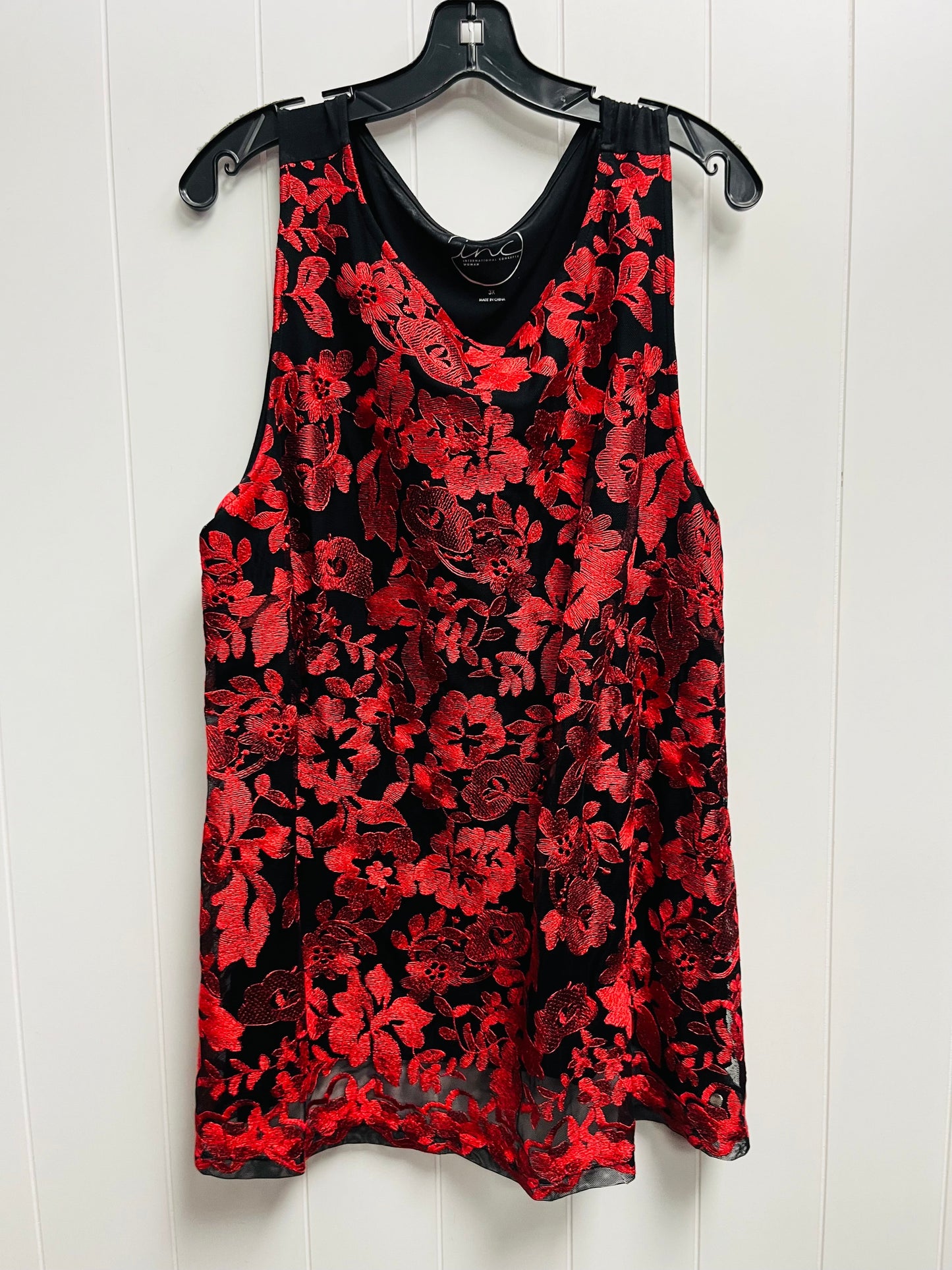 Black & Red Top Sleeveless Inc, Size 3x