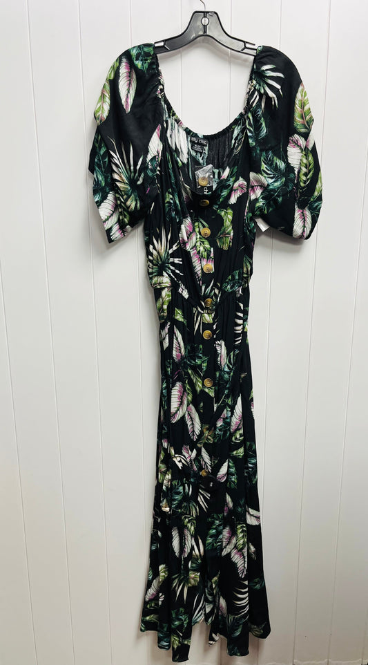 Green & Pink Dress Casual Maxi City Chic, Size 22