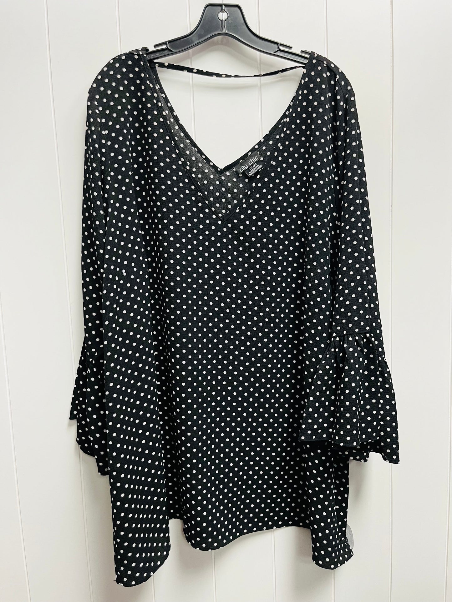 Black & White Top Long Sleeve City Chic, Size 24