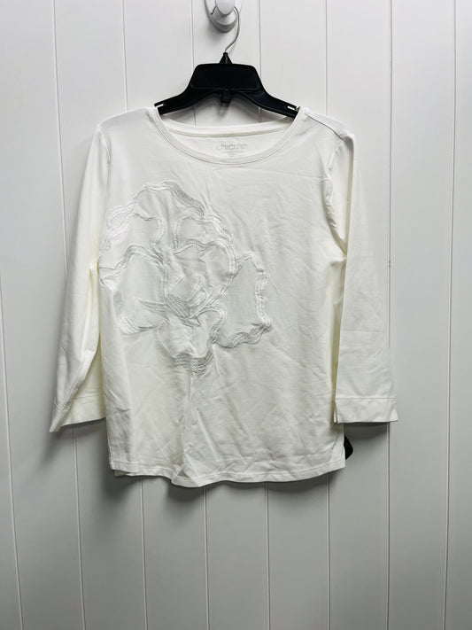 Top 3/4 Sleeve By Chicos In White, Size: L