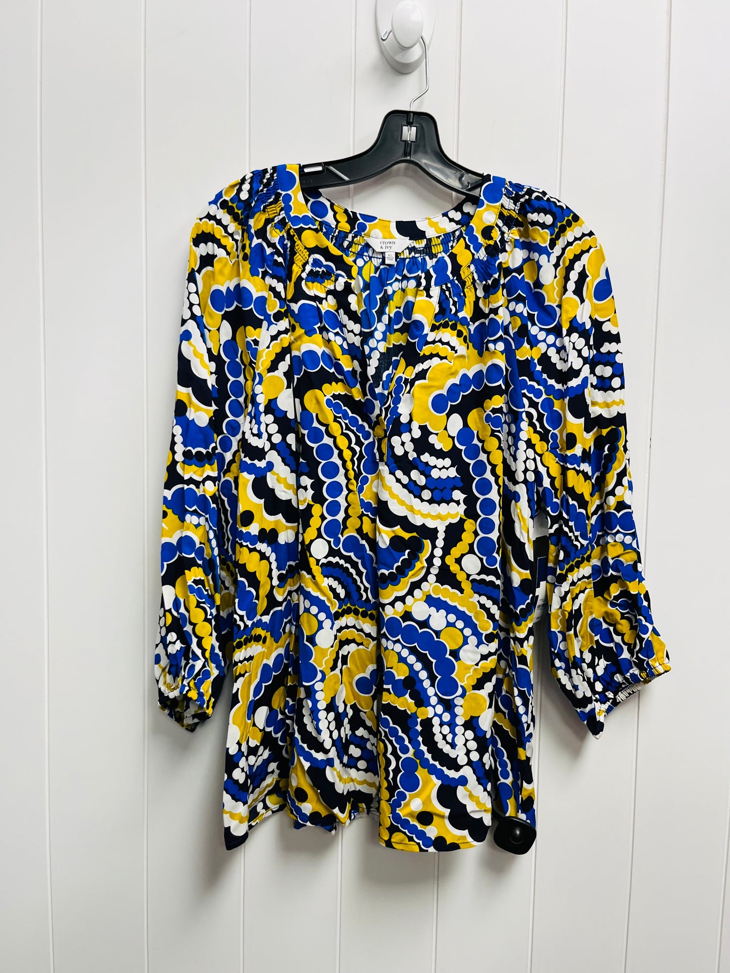 Top Long Sleeve By Crown And Ivy In Blue & Yellow, Size: Xl