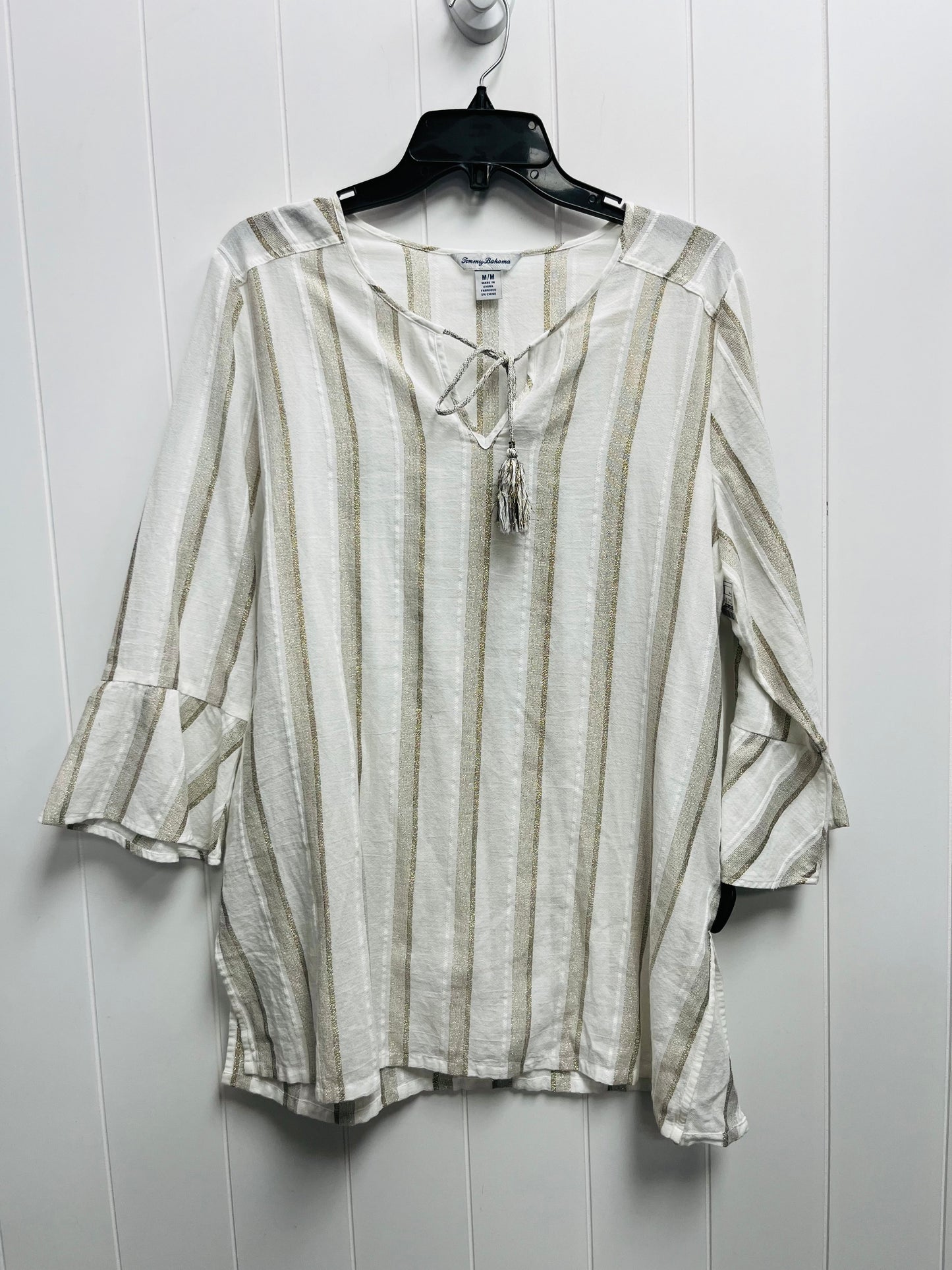 Top 3/4 Sleeve By Tommy Bahama In Cream & Tan, Size: M