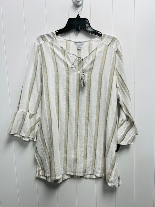 Top 3/4 Sleeve By Tommy Bahama In Cream & Tan, Size: M