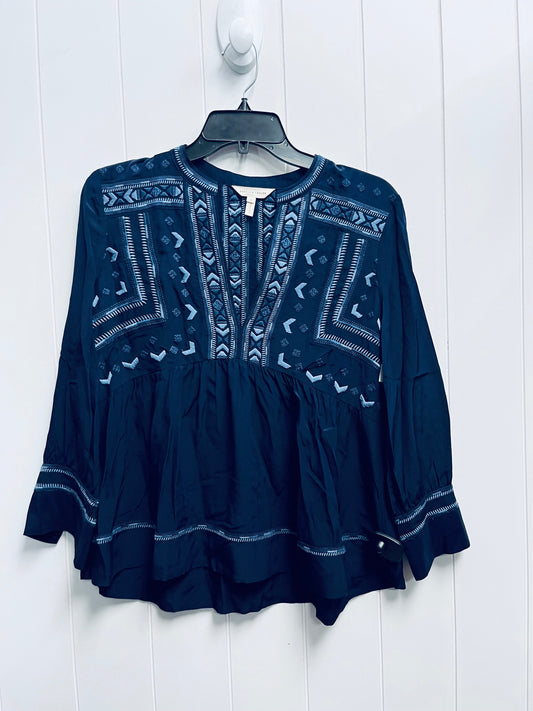 Top Long Sleeve By Rebecca Taylor In Navy, Size: Xs