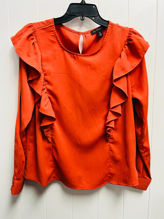 Top Long Sleeve By Saks Fifth Avenue In Orange, Size: L