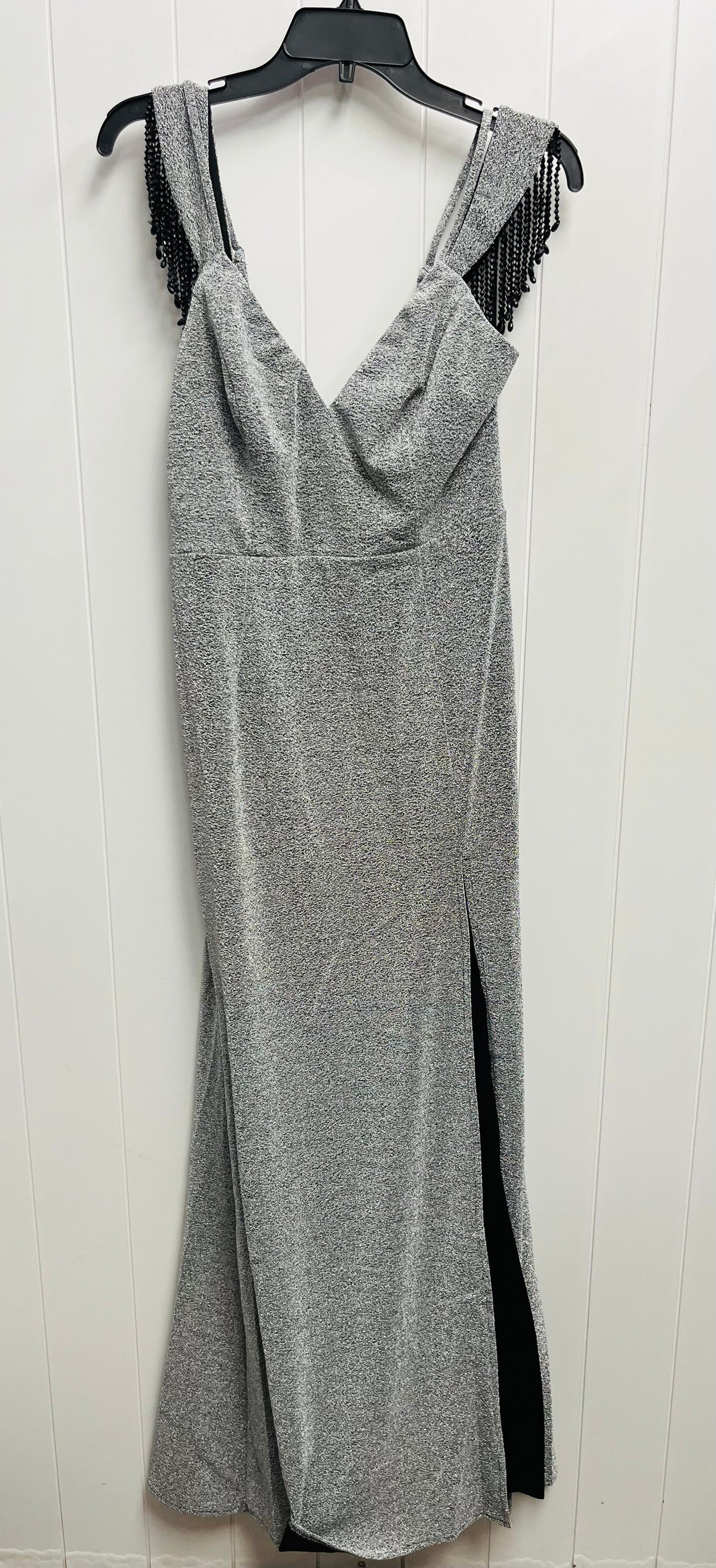 Dress Party Long By Fashion Nova In Silver, Size: L