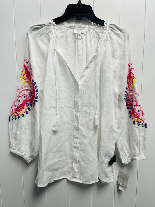 Top Long Sleeve By Charter Club In Pink & White, Size: M