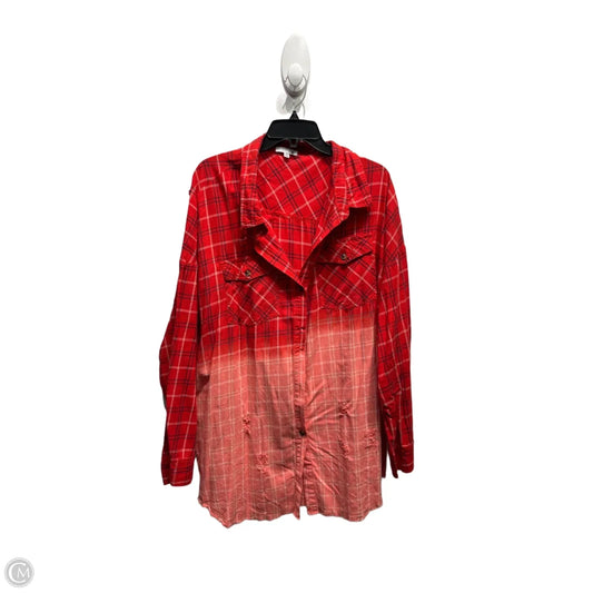 Top Long Sleeve By White Birch In Blue & Red, Size: 3x