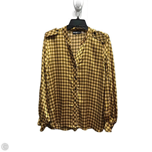 Top Long Sleeve Designer By Karl Lagerfeld In Black & Yellow, Size: L
