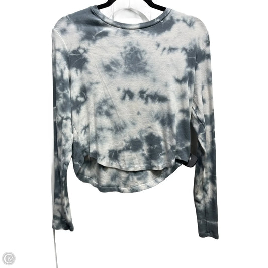 Top Long Sleeve By Bobi In Blue & White, Size: M