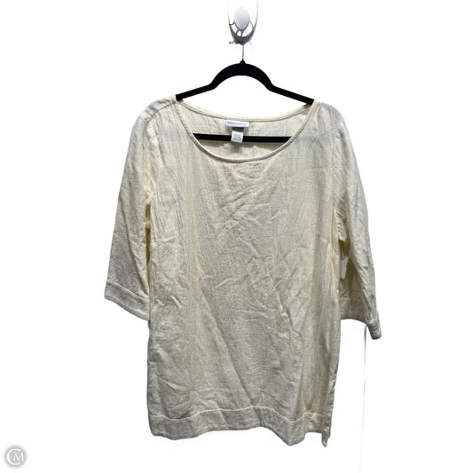 Top 3/4 Sleeve By Soft Surroundings In Cream, Size: Xl