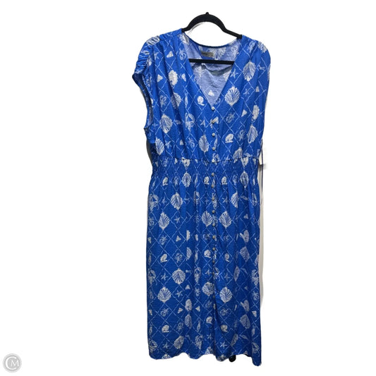 Dress Casual Midi By Sonoma In Blue & White, Size: 1x