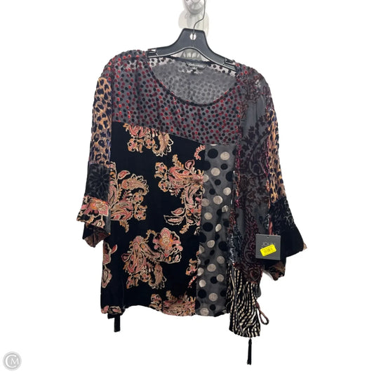 Blouse Short Sleeve By John Mark In Black & Red, Size: S