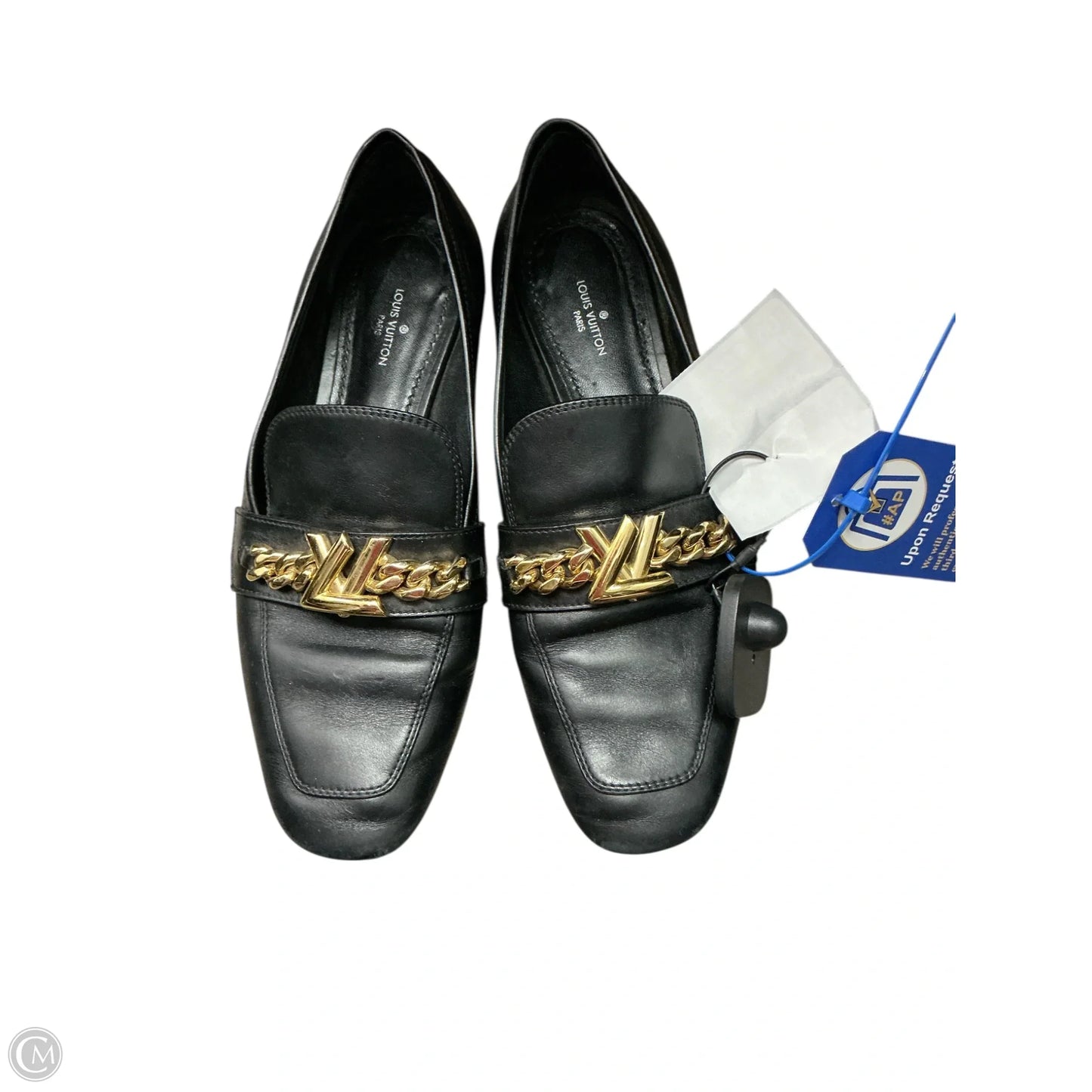 Shoes Luxury Designer By Louis Vuitton In Black & Gold, Size: 8