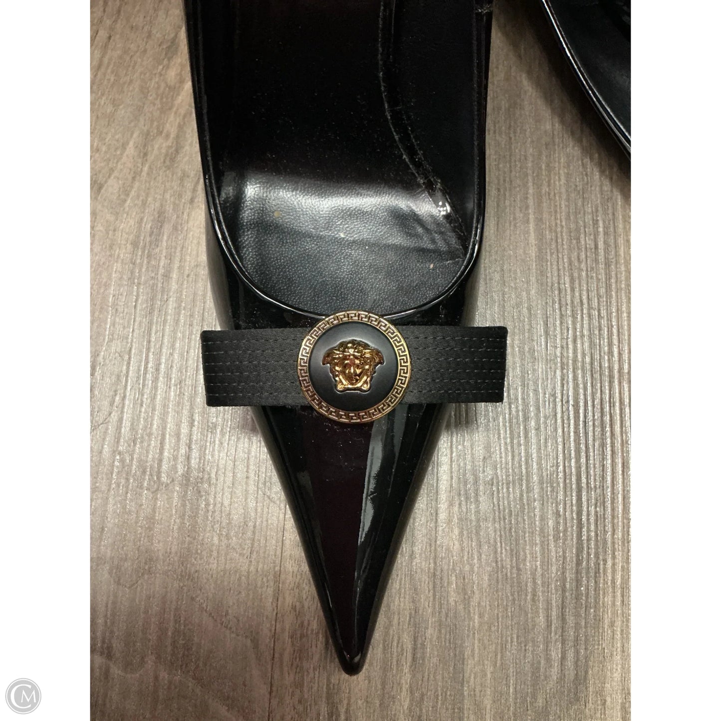 Shoes Luxury Designer By Versace In Black, Size: 9