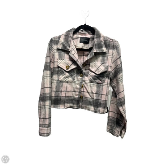 Jacket Shirt By Clothes Mentor In Grey & Pink, Size: M