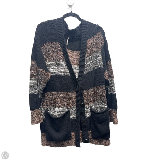 Sweater Cardigan By Free People In Black & Brown, Size: S
