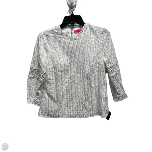 Top Long Sleeve Designer By Lilly Pulitzer In White, Size: 0p