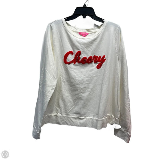 Top Long Sleeve Designer By Lilly Pulitzer In Pink & White, Size: Xl