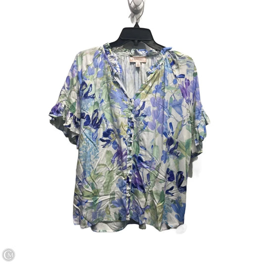 Top Short Sleeve By Philosophy In Blue and Green, Size: L