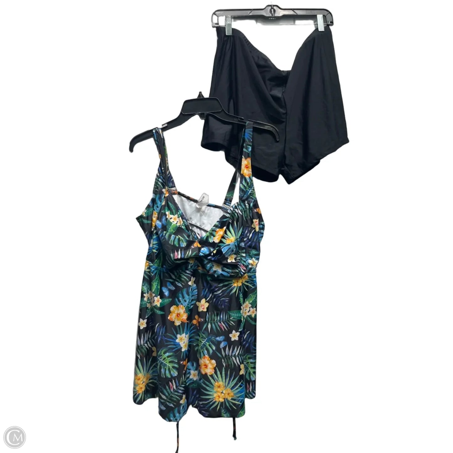 Swimsuit 2pc By aqua eve  In Black & Green, Size: 22