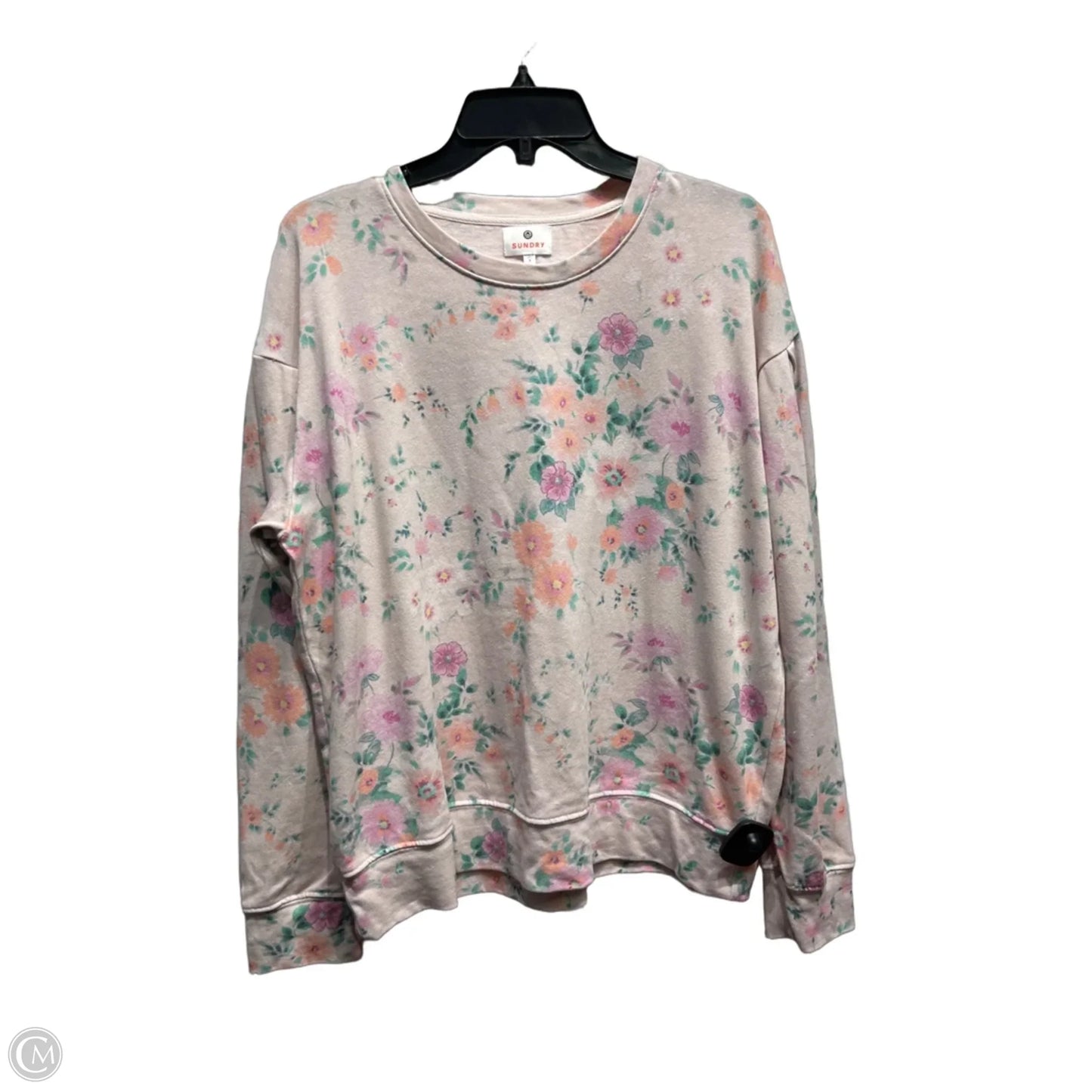 Sweatshirt Crewneck By Sundry In Pink & Purple, Size: L