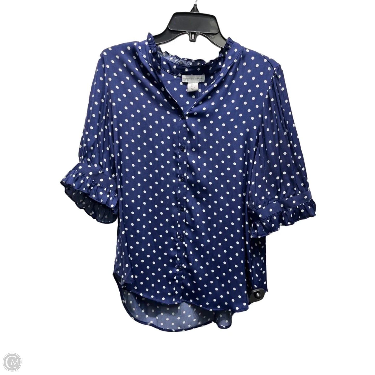 Top Short Sleeve By Cupcakes And Cashmere In Blue & White, Size: L
