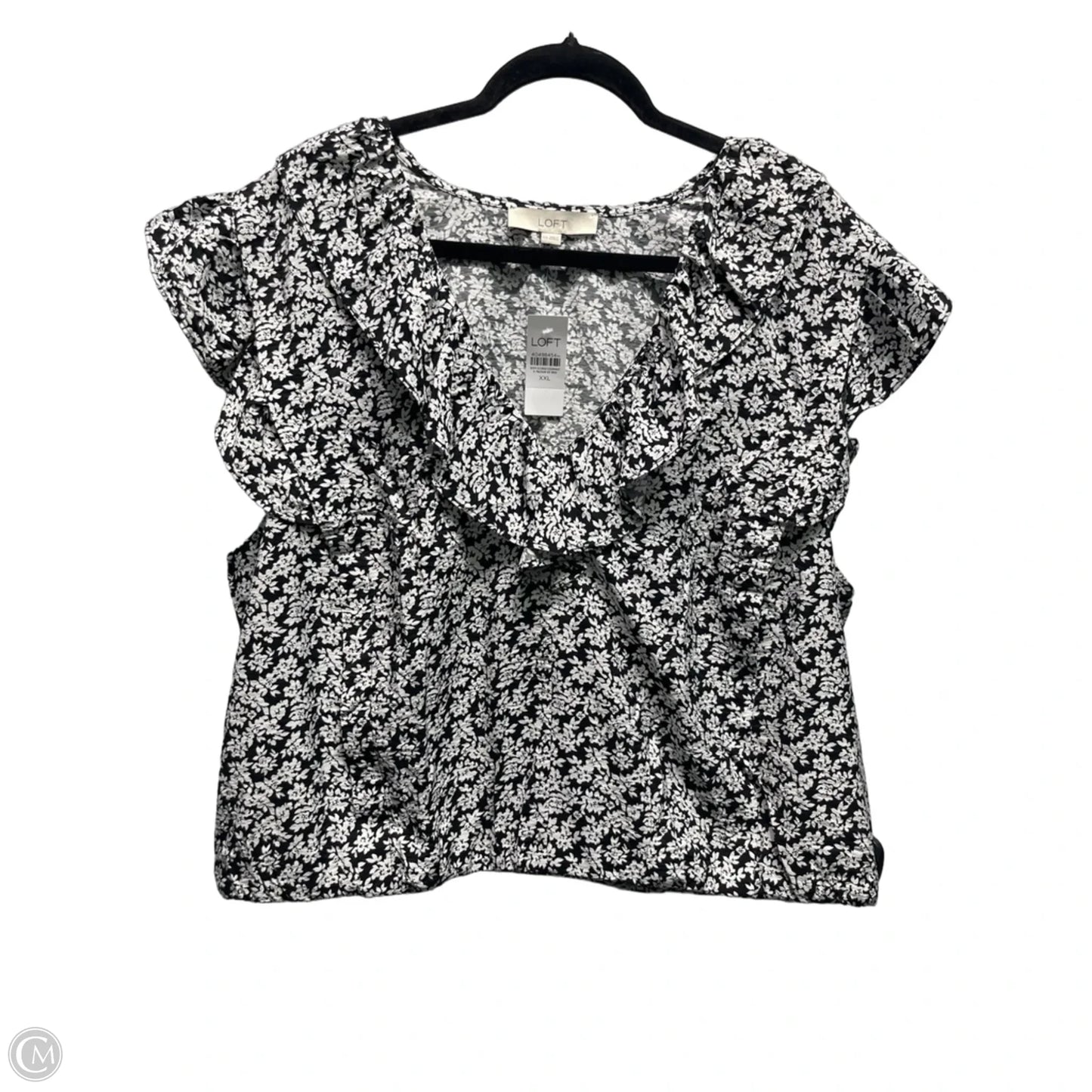 Top Short Sleeve By Loft In Black & White, Size: Xxl