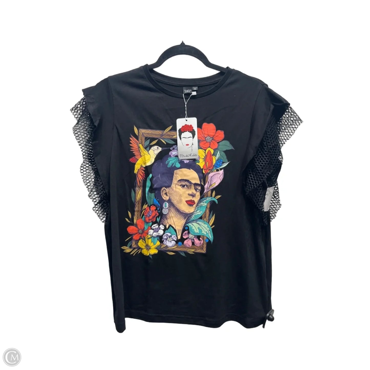Top Short Sleeve By Shein In Black & Orange, Size: M