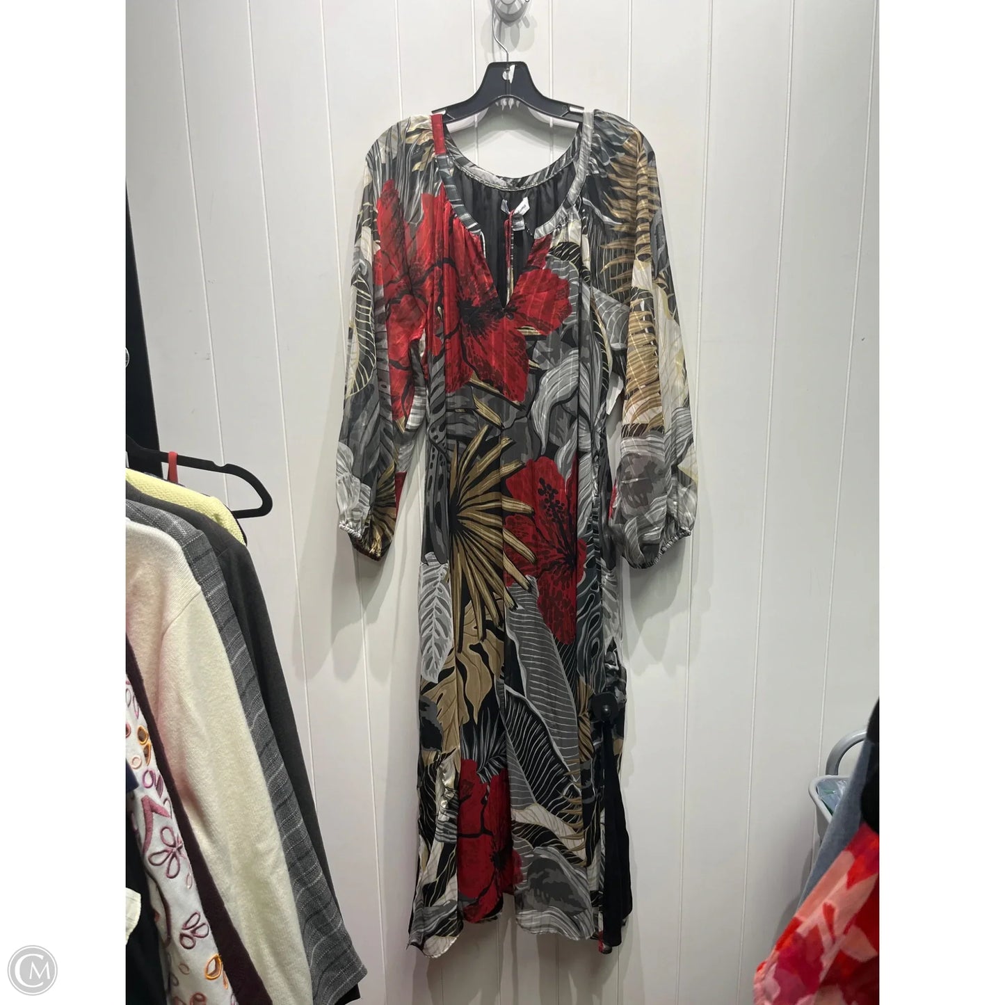 Dress Casual Maxi By Tommy Bahama In Black & Red, Size: L