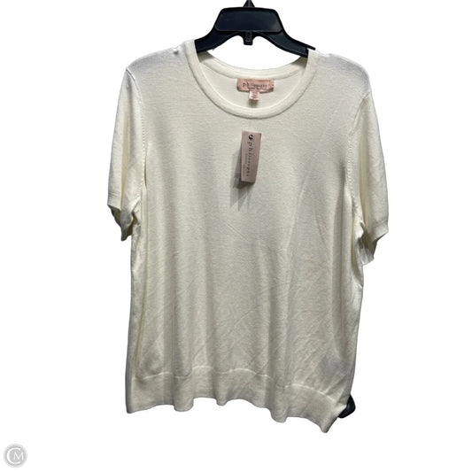Top Short Sleeve By Philosophy In Cream, Size: 1x