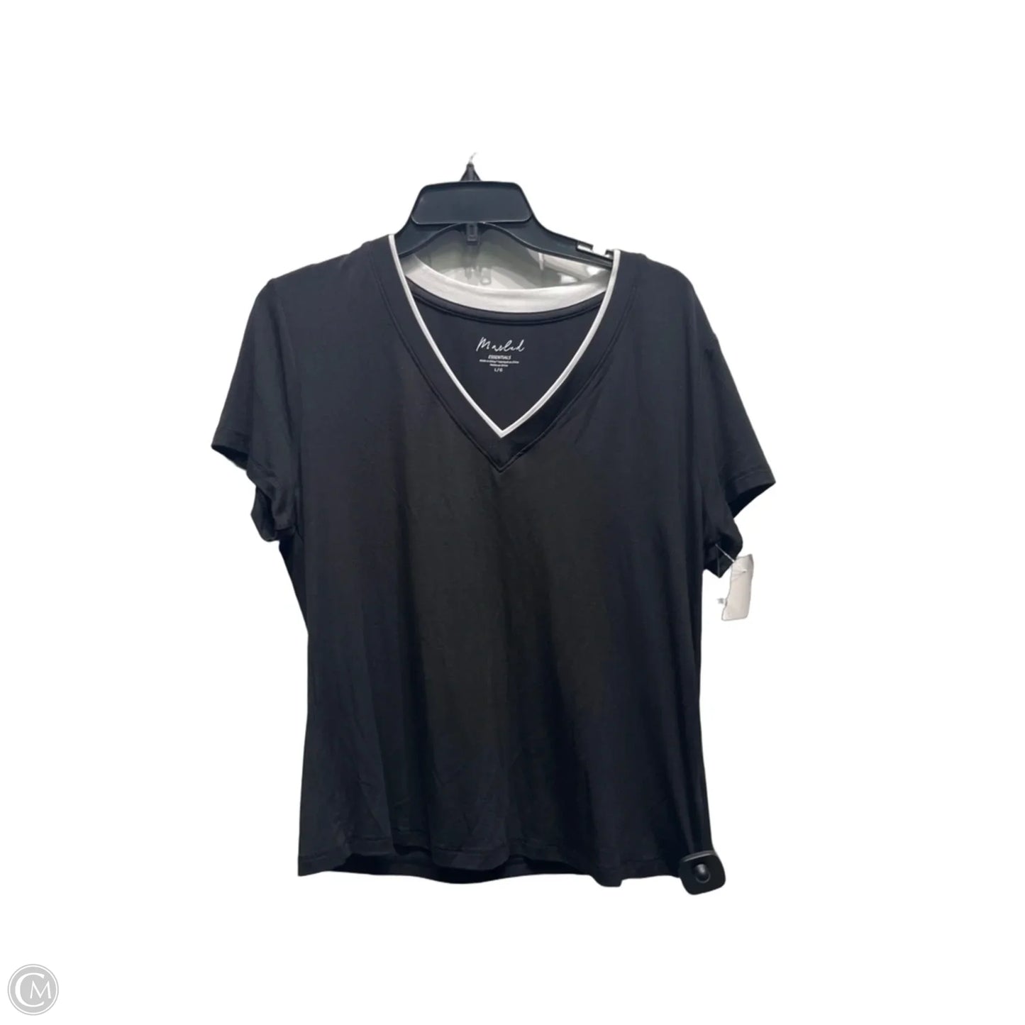 Top Short Sleeve By marled In Black & White, Size: L