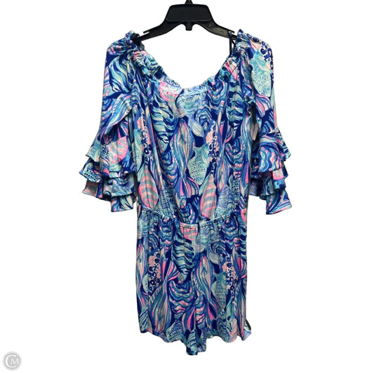 Romper Designer By Lilly Pulitzer In Blue & Pink, Size: S