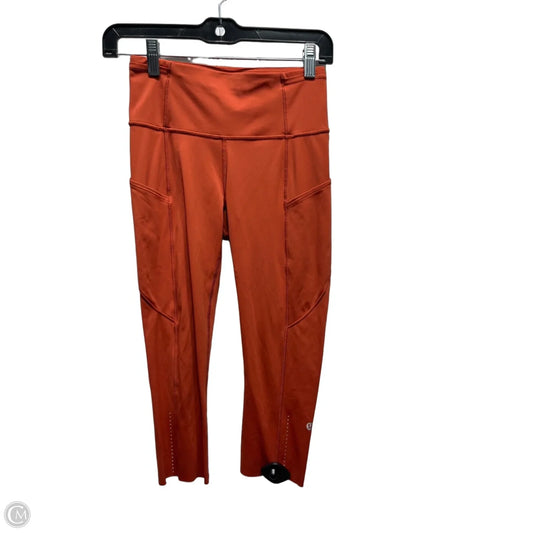 Athletic Leggings Capris By Lululemon In Orange, Size: 4