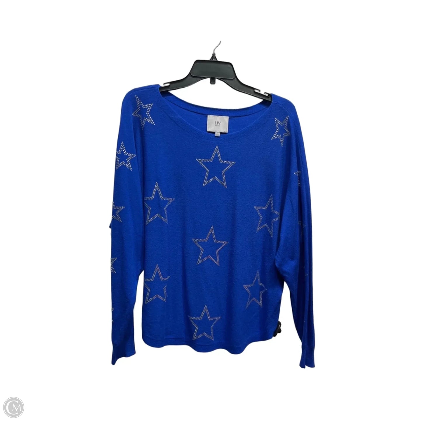 Top Long Sleeve By Milano In Blue, Size: L