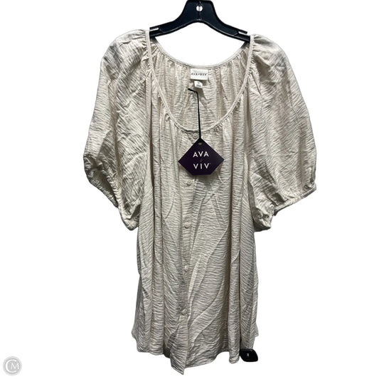 Top Short Sleeve By Ava & Viv In Tan, Size: 1x