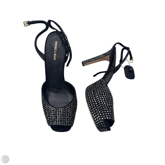 Sandals Heels Stiletto By Veronica Beard In Black & Silver, Size: 10