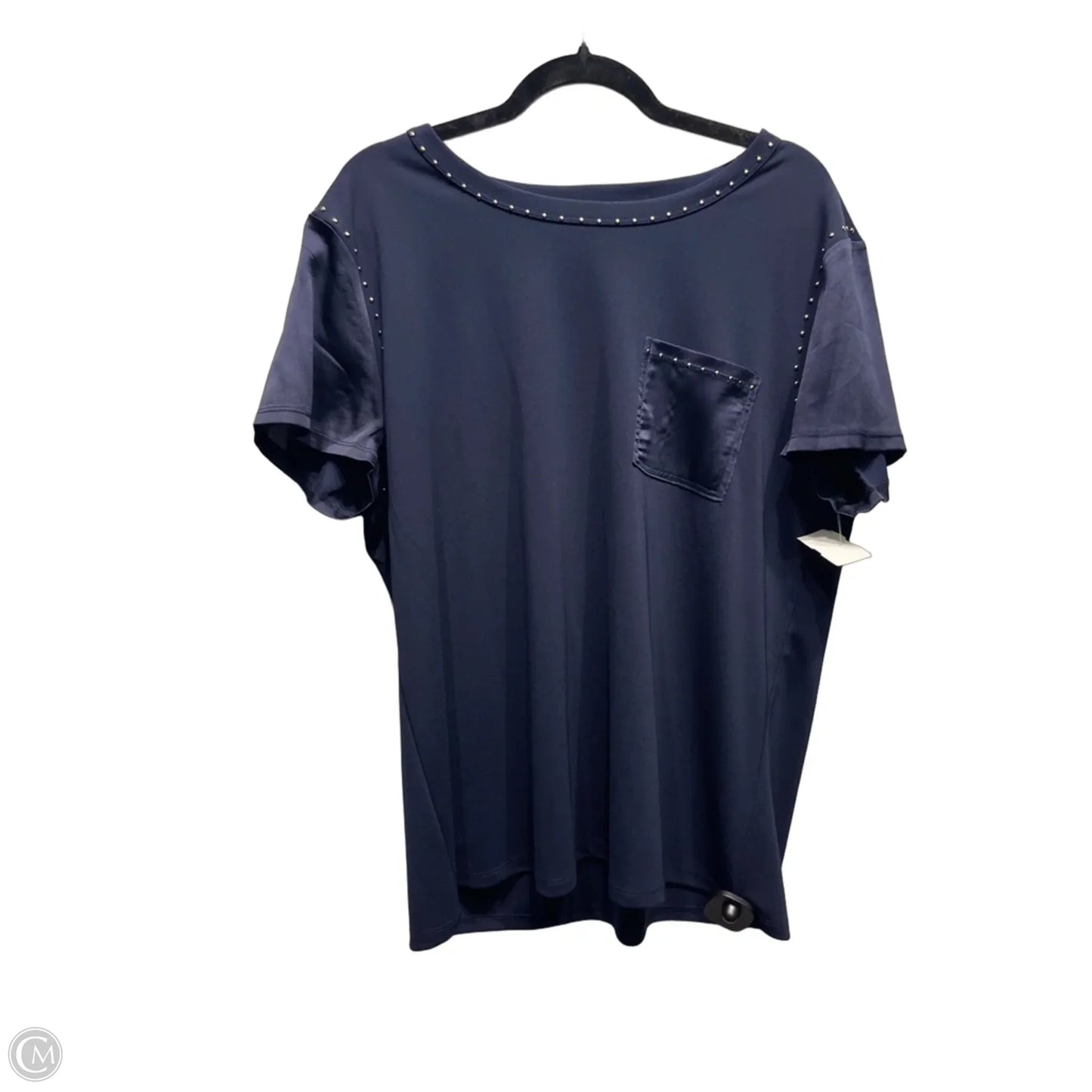 Top Short Sleeve Designer By Karl Lagerfeld In Navy, Size: Xl