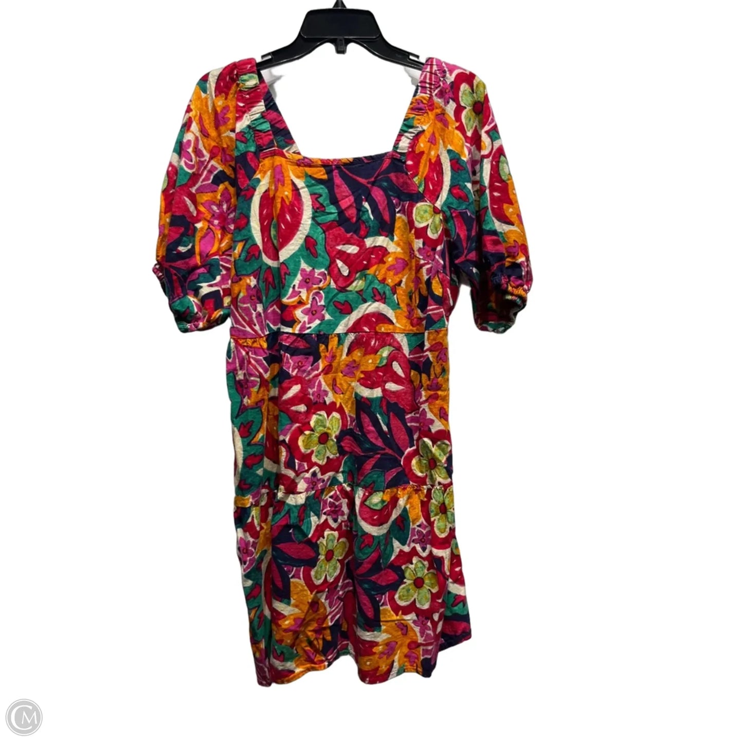 Dress Casual Short By Mlle Gabrielle In Red & Yellow, Size: 1x