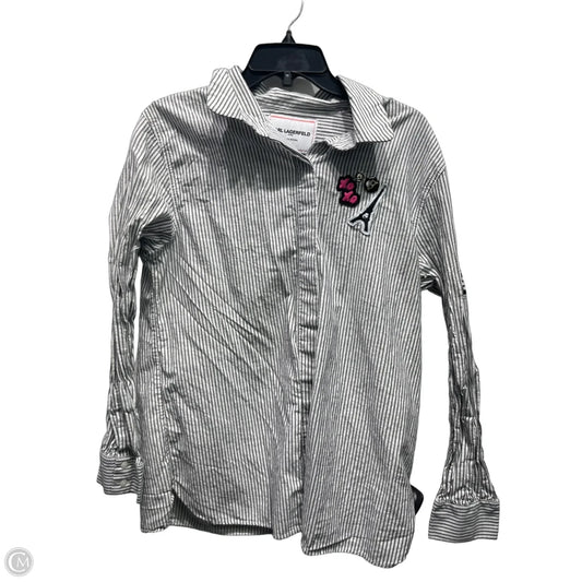 Top Long Sleeve Designer By Karl Lagerfeld In Black & White, Size: L