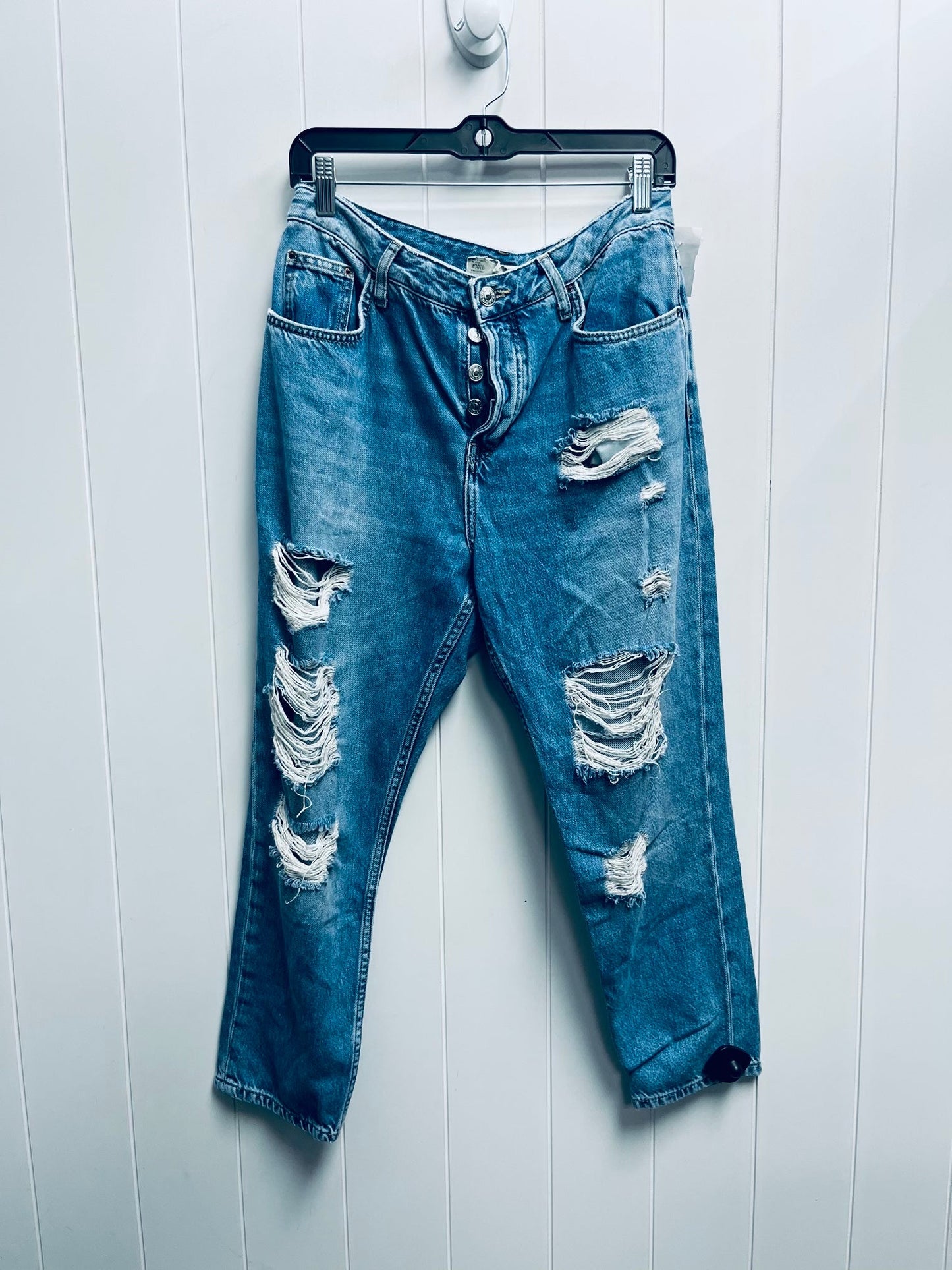 JEANS BOYFRIEND TOPSHOP in BLUE DENIM, Size: 8