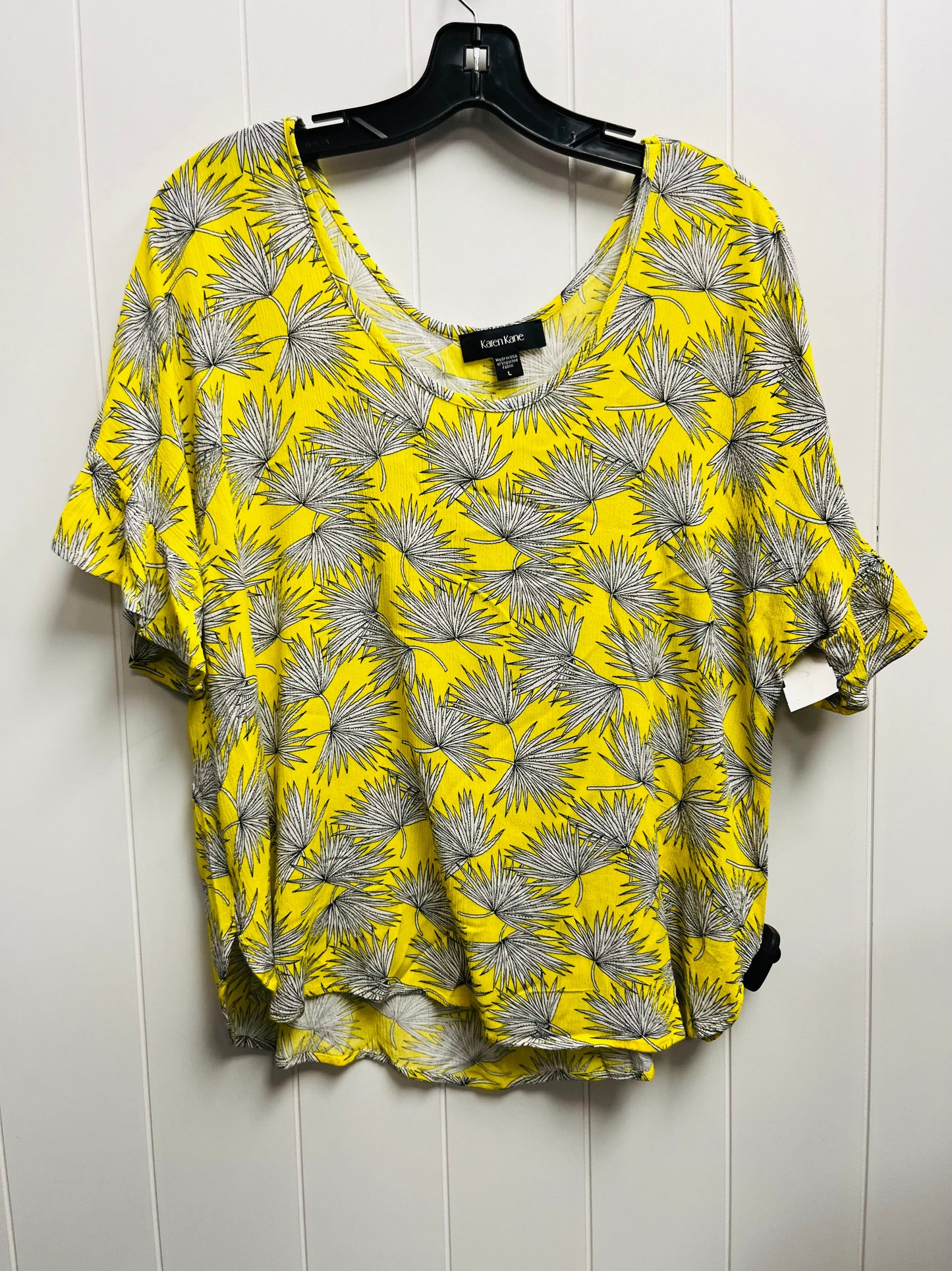 Yellow Top Short Sleeve Karen Kane, Size L