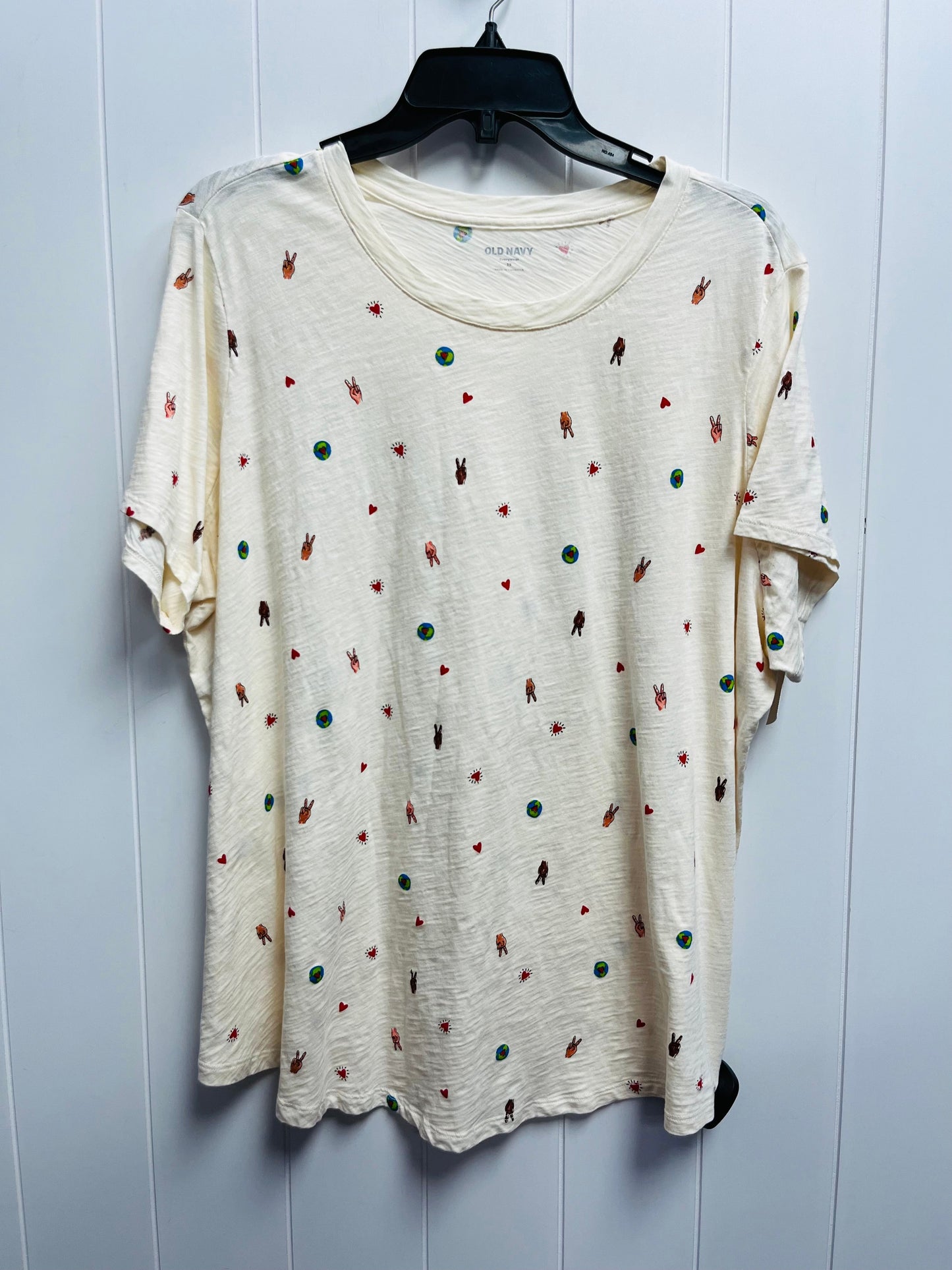 Cream Top Short Sleeve Basic Old Navy, Size 2x