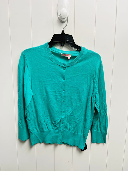 Sweater Cardigan By Fresh Produce In Teal, Size: L