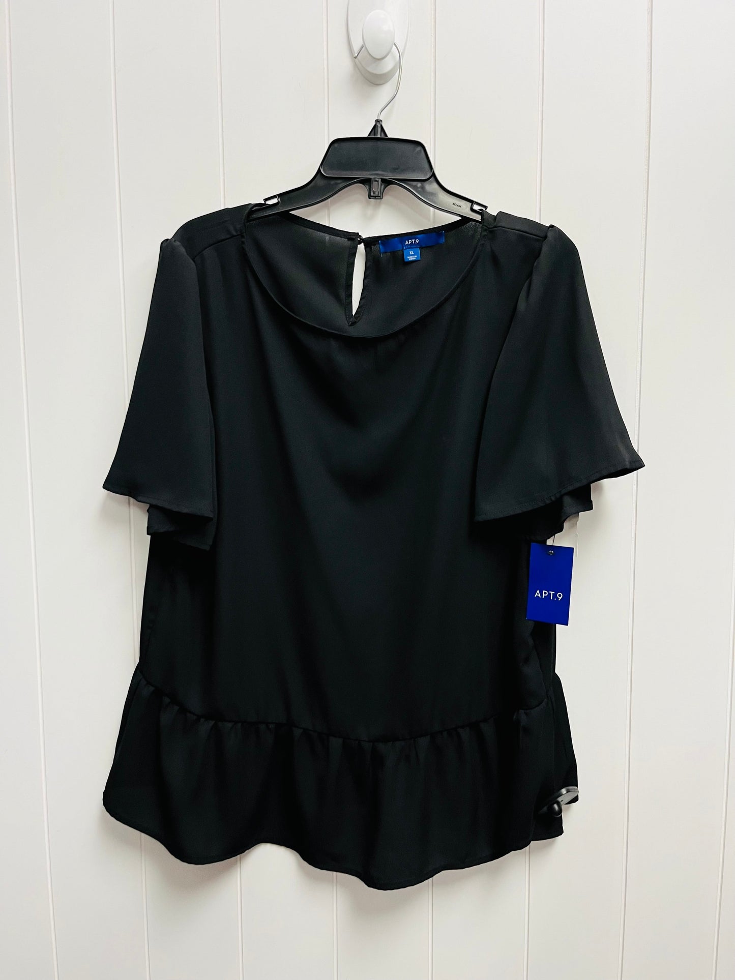 Top Short Sleeve By Apt 9 In Black, Size: Xl