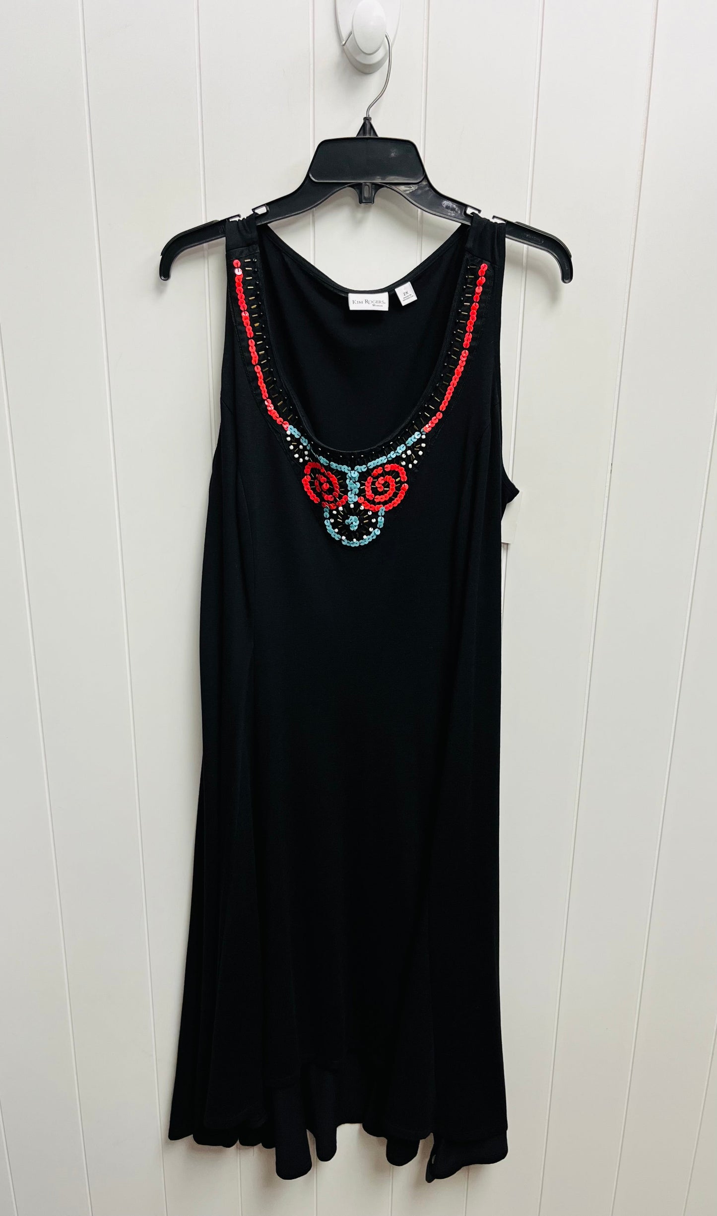 Dress Casual Midi By Kim Rogers In Black & Red, Size: 2x